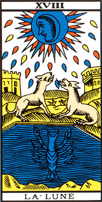 Dix-huitième arcane majeure - La Lune - Tarot