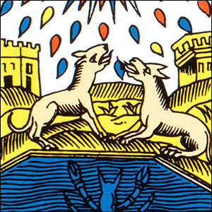 Dix-huitième arcane majeure - La Lune - Tarot